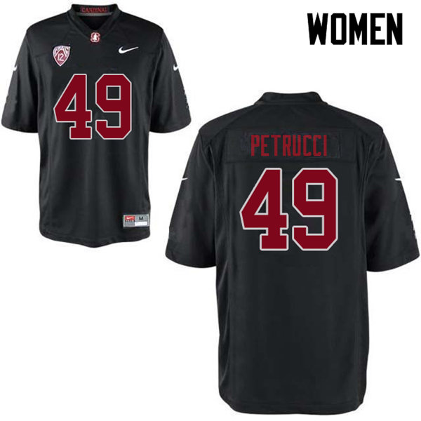 Women #49 Kyle Petrucci Stanford Cardinal College Football Jerseys Sale-Black - Click Image to Close